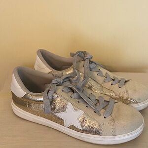 Gold and White Women's Sneakers